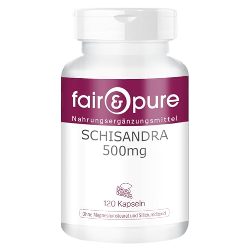 Fair & Pure® - Schisandra - Polvo en Cápsulas - Extracto de Schisandra chinensis 500mg - Vegano - 9% de Schisandrina - 120 Cápsulas