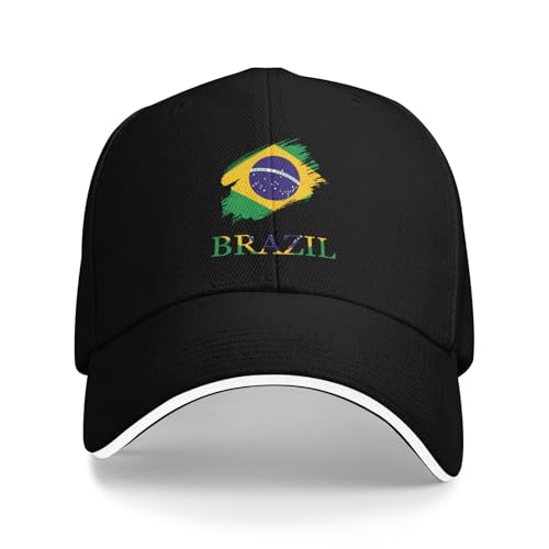 Brush - Gorra de béisbol unisex con la bandera de Brasil de Brasil, gorra de béisbol, gorra de camionero y papá, gorra ajustable para hombres y mujeres, sombrero de sol divertido para golf, color