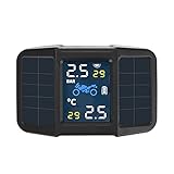 ZSR-haohai Reifendruck-Kontrollsysteme Motorreifendruckreifen Motorrad TPMS. Temperaturüberwachungsalarmsystem mit 2 externen Sensoren USB Solarladung. Campingwagenzubehör