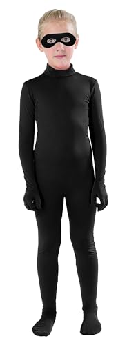 Full Bodysuit Include Felt Eye Mask Kids Dancewear Solid Color Spandex Zentai Child Unitard