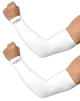 HeadTurners UV Sun Protection Arm Cooling Sleeves For Cycling, Driving, Outdoor Sports (White, Pack of 2 Sleeves)
