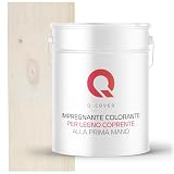 Q-COVER Impregnazione del legno Bianco 10 L 2 in 1 | Protezione | Effetto perlato | Impregnante colorato per tutti i tipi di legno | Interno & Esterno