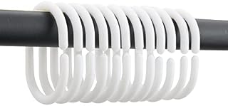 12 Pcs C-Rings Shower Curtain Hooks, Plastic Shower Curtain Rings, Hook Rings for Bathroom Shower Rod Curtains, Locker Room Curtain Hook (White)