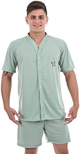Pijama 4 Estações Masculino Botão Curto Verão Básico Conforto Ver...