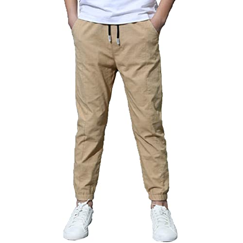 dPois Pantalones de Camuflaje para NIños Unisex Pantalones Largos Pants Cargo de Moda Pantalones Militares Sueltos Infantil Ropa Casual Caqui 13-14 años