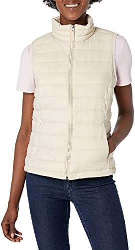 Amazon Essentials Women's Lightweight Water-Resistant Packable Puffer Vest, Off-White, Large