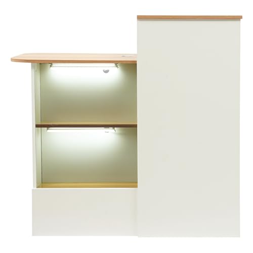 Comptoir de réception bicolore blanc et bois de 39 pouces pour hall - 2