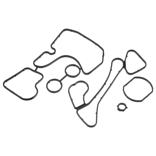 Image of No.059117070 /059117070B Oil Cooler Gasket for Audi A6 3.0L 2014-2016 / Inner Engine Oil Filter Adapter Gasket /Durable Rubber / 1Set Black