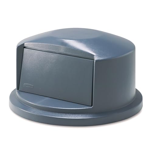 Image of Rubbermaid Commercial Products Heavy-Duty BRUTE Dome Swing Top Door Lid Plastic Gray Compatible with the 32-Gallon Waste /Utility Containers