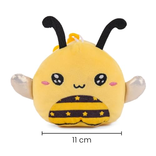 Image of Mirada Hanging Bee Soft Plush Toy | Yellow Stuffed Animal Keychain for Kids & Toddlers | Mini Soft Toys, Cute Soft Toys, Stuffed Animals, Funny Toy, Gift Item, Bag Charm, Keyring, Party Favors | 11cm