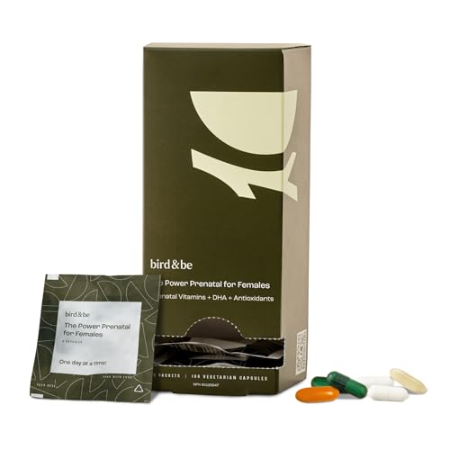 Image of bird&be The Power Prenatal for Females - Fertility Support with Algae Oil DHA (Omega-3), CoQ10 and N-Acetyl Cysteine - 30-Day Supply