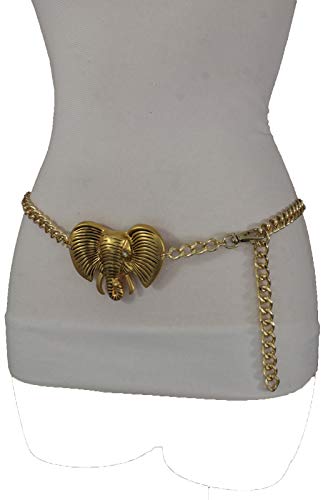 Women's Fashion Chain Belt - High Hip Waist with African Elephant Charm Plus Size M L XL, Gold4