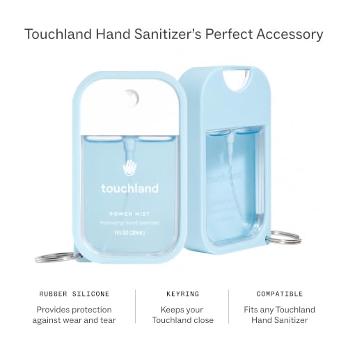 Image of Touchland Cool Drift Set Blue Sandalwood Hydrating Hand Sanitizer & Case | TSA ready Power Mist with skincare benefits & Frosty Blue case. Earthy and sophisticated scent, evoking peace and balance.