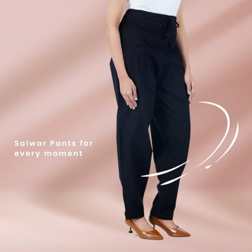 Image of Happy Bunny Salwar Pant - Modern Style Pure Cotton for Women - Ethnic Semi Patiala Trouser - Office,Home - All Day Comfort Wear with Drawstring