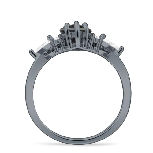 OMRANII Two Piece Kite Shape Bridal Ring Set Marquise Crown Stackable Band Cubic Zirconia Wedding Engagement Ring Solid 925 Sterling Silver2