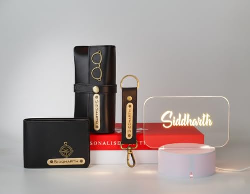 Image of AICA Personalized Name Men's Combo Led Lamp Gift Set 4Pcs (Black)