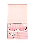 Victoria's Secret Signature Satin Pink Pillow Case & Eye Mask Gift Set (Pink Signature Stripe)
