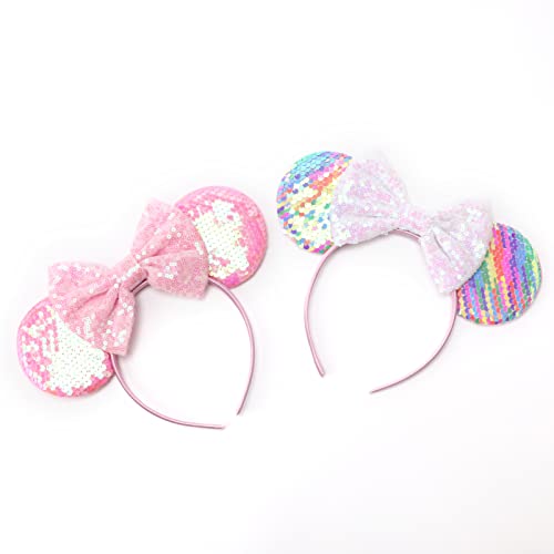 Image of DRESHOW Mouse Ears Bow Headbands Glitter Party Decoration Cosplay Costume for Women