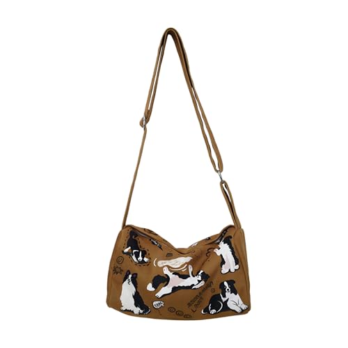 Canvas Messenger Bag Crossbody Shoulder Bag Tote Bag Canvas Bag With Little Dog Pattern