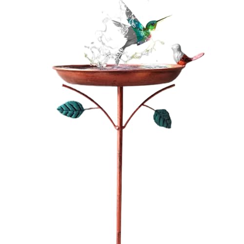 Bain d'oiseaux polyvalent avec mangeoire à eau et piquet en métal stable