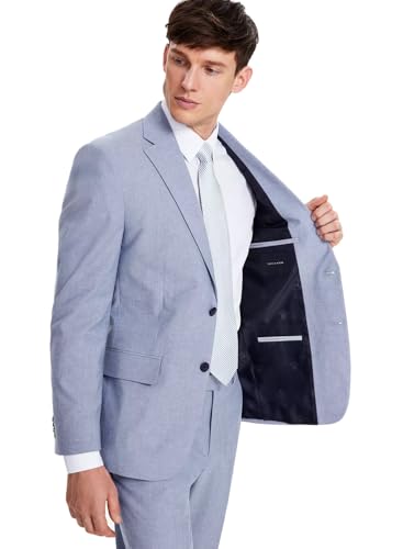 Tommy Hilfiger Mens Modern-Fit Cotton Chambray Suit Jacket 40 Long Blue NWT4