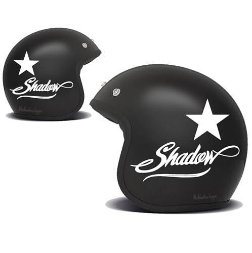 Lot de 4 autocollants pour Honda SHADOW ÉTOILE Casque Bandit (2 inscriptions SHADOW HONDA + 2 étoiles)– (Disponible également en flacon métallique et...