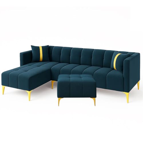 Image of Sleepify Livingstyle 6 Seater LHS L Shape Sofa Set with Centre Table (Teal)