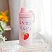 XYAN 40 0ML Botella de Agua de Fresa Rosada Linda Nueva Botella de Termo de Acero Inoxidable Kawaii con Regalo de cumpleaños de Paja para Mujeres (Capacity : 400ml, Color : 01)
