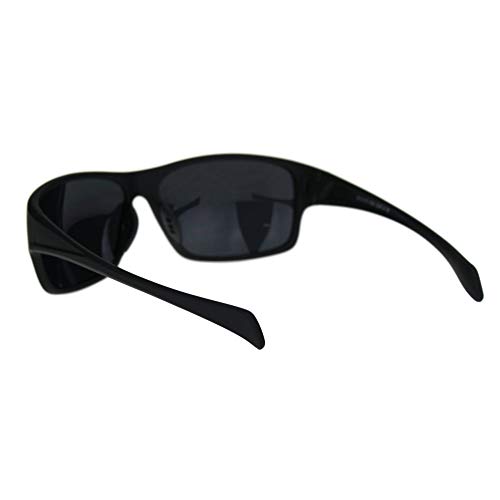 SA106 Mens Minimal Rubberized Matte Black Plastic Warp Biker Sunglasses4