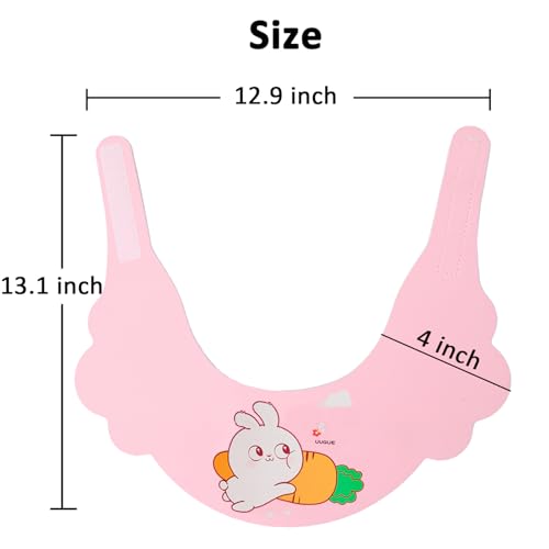 Image of Baby Shower Cap Shield, Soft Adjustable Kids Bath Visor Hat Shampoo Washing Hair Protection Cartoon for Toddler children (Pink Rabbit)