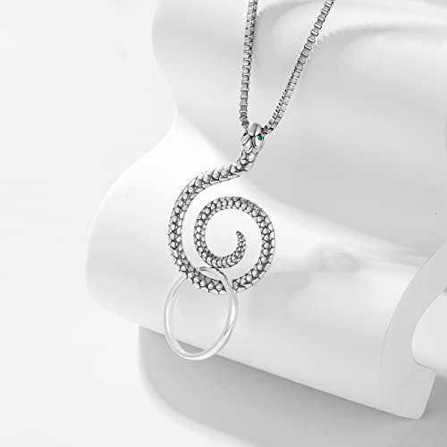 Ring Holder Necklace For Women - 925 Sterling Silver Mountain Dog Music Necklaces Wedding Engagement Rings Holder Jewelry For Wife Ring Keeper Necklace Mothers Day Gift (Snake) #TOP3