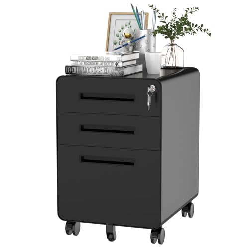 FLEXISPOT 3 Drawer Mobile File Cabinet for Home Office Metal Filing Cabinet Under Desk Storage with...