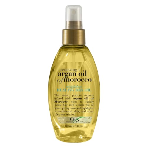 OGX Renewing + Argan Oil of Morocco Weightless Healing Dry Oil Spray, Lightweight Hair Oil Mist for Split Ends, Frizzy Hair and Flyaways, Paraben & Sulfated-Surfactants Free, 4 Fl Oz