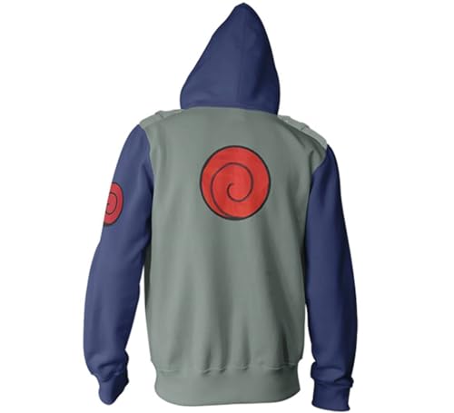 Ripple Junction Naruto Shippuden Men's Authentic Full Zip Hooded Sweatshirt w/Chest Pockets Epaulettes Officially Licensed3