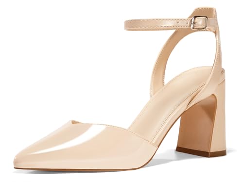 Image of Juliet Holy Womens Closed Toe Heels Chunky Block Heel Ankle Strap Pumps Slingback Heeled Sandals