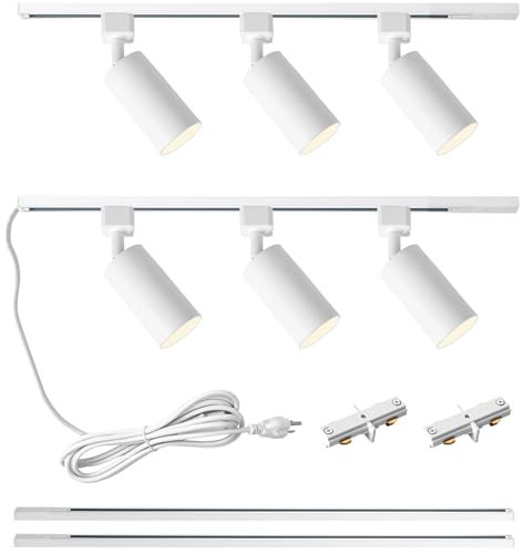 LRAEMXG Plug in Track Lighting with Power Cord, 6-Light GU10