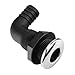 JT-HLM 90 Degree 1-1/2'' Nylon Thru Hull Connector,Black Deck Drain with Stainless Steel Trim Cover, Hose Pipe Elbow Bilge Pump Drain Thru Hull Fitting