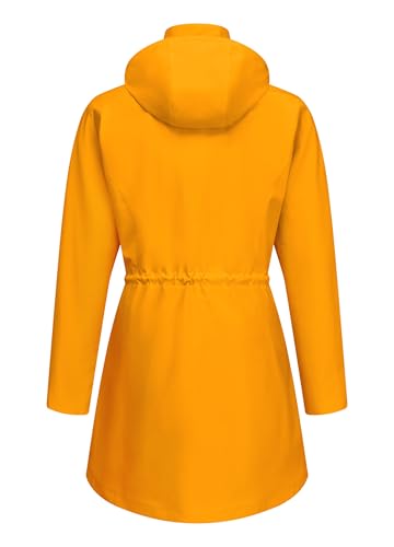 ATLASLAVA Women's Yellow Medium Hooded Rain Jacket - Lightweight Waterproof Windbreaker - Image 2