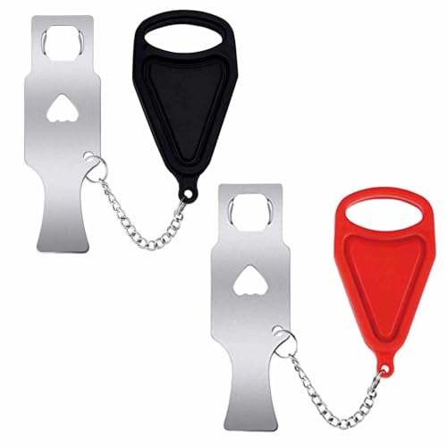 2 Pièces Serrure Voyage Antivol, Serrure Porte Portative, Serrure Porte Voyager, Serrure Sécurité Porte, Verrou Voyage Supplémentaire, Serrure Voyage, pour Lhôtel, La Maison, Lécole (Rouge+Noir)