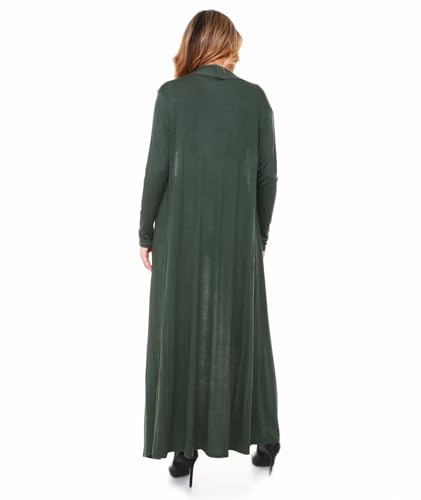 Image of Isaac Liev Women's Maxi Cardigan - Casual Long Flowy Open Front Floor Length Drape Lightweight Duster Sweater 136 Olive SM