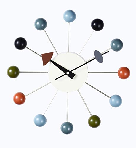 Ball Clock 13 Multi-Color Ball Horology Quartz Wall Clock Silent Battery Nelson Mid Century