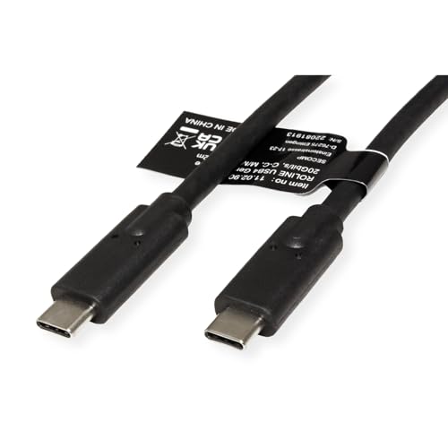 ROLINE USB4 Gen2x2 Cable, C-C, ST/ST, 20Gbit/s, 100W, Black, 2 m - Image 2