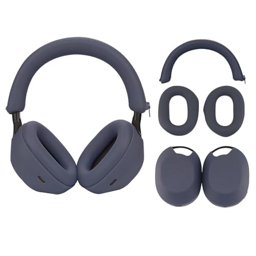 Set de 3 fundas para Sony WH-1000XM5 - Cubierta de almohadilla para oídos, cubierta para diadema y funda para auriculares en silicona suave (Azul) miniatura 1