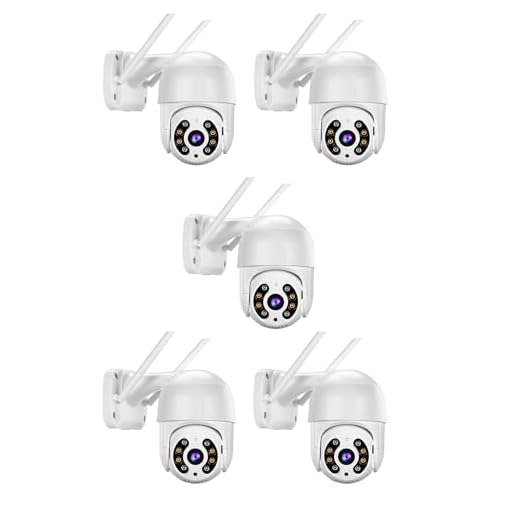 KIT 5 Câmeras de Segurança Domo WiFi PTZ externa, Câmera IP sem fio com visão de 360°, Visão noturna colorida, Áudio bidirecional, Detecção de movimento, Alerta de atividade - BELLA NET