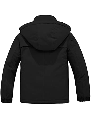 Zshow Boy's Winter Coat Windbproof Waterproof Ski Jacket Hooded Fleece Snow Parka(Black,10-12) #TOP1