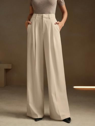 Image of KOTTY Women's Solid|Button|Wide Leg Style|High Rise|Office wear Pant