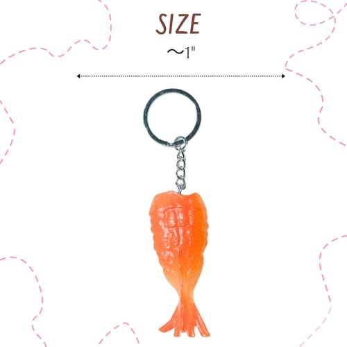 8PC Sushi Keychains Japanese Kawaii Keychain Key Chain Keying Cute Fake Mini Realistic Imitation Food Trinkets Yummy Asian Shrimp Corn Charm Purse Bag Decoration for Lover Accessories Gift Ideas