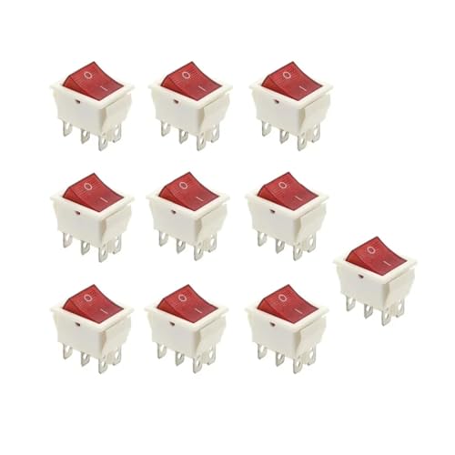 Interruptor basculante KCD4 de 4 pines bicolor verde y rojo para control de corriente 4