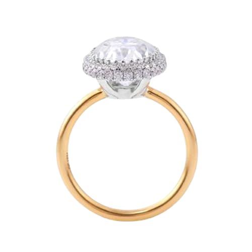 Moissanite éclatante DEF-VVS et bague en argent 925 plaqué or 14k pour femme