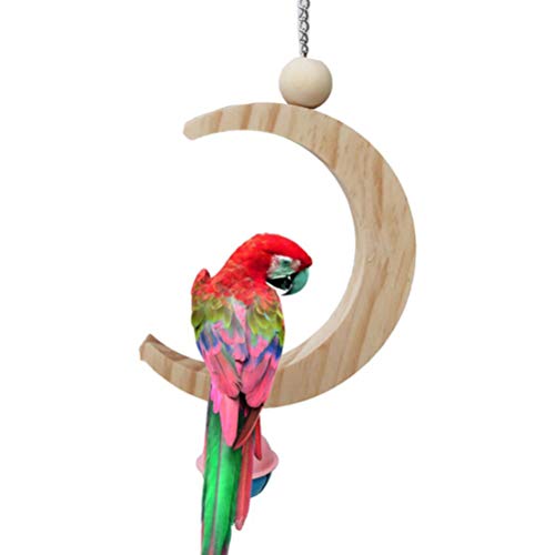 VILLCASE 2 Peças de Pássaros Em Forma de Lua Crescente Balançar Papagaio Pendurado Baloiço Com Sinos
